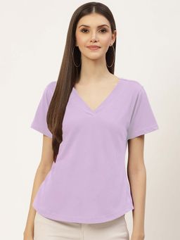 BRINNS - Lavender V-Neck Pure Cotton T-Shirt