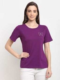 BRINNS - Solid Round Neck Cotton T-Shirt