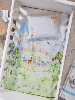 THE BABY TRUNK - Carnival Carosuel 100% Cotton Bedsheet with 1 Pillow Cover for kids (Single)