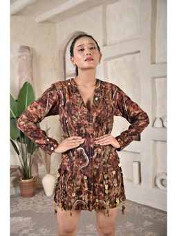 Bani Khurana - Brown Embroidered Structure Dress