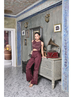Bani Khurana - Burgundy Muse Embellished Co-Ord Set