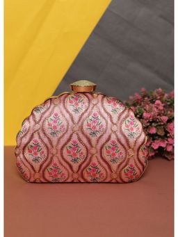 NR by Nidhi Rathi - Women Peach Floral Printed Box Clutch