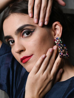 Odette - Multicolour Square Rhinestone Earring