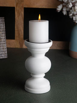 Ellementry - Baronial Wooden Candle Stand (white)