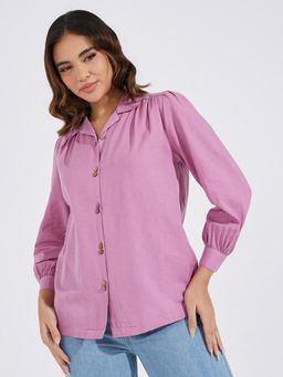 Styli - Women Lavender Solid Regular Fit Shirt