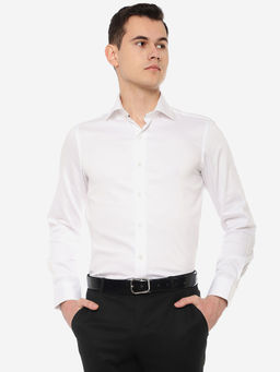 Wyre - Men Solid White Cotton Slim Fit Party Wear Shirt