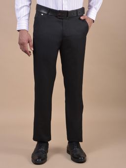 Cantabil - Men Grey Solid Cotton Regular Fit Formal Trouser