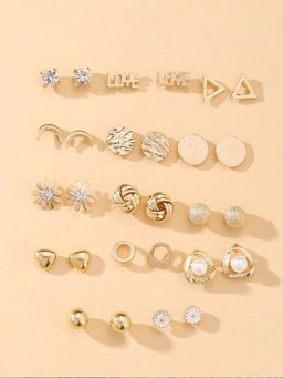 Jewels Galaxy - Jewellery For Women Gold Plated Earrings (Pack of 14)