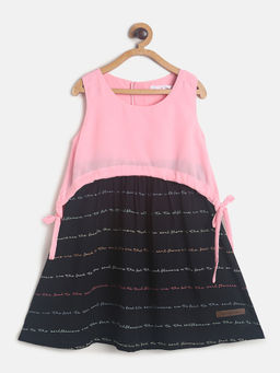 Tales & Stories - Girl's Pink Rayon Printed Dress