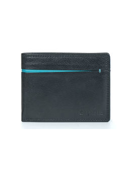 Calfnero - Men Genuine Black and Blue Leather Wallet