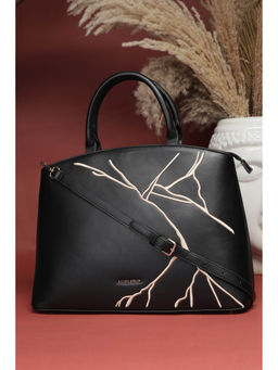 Allen Solly - Women Black Embroidered Handbag with Detachable Strap