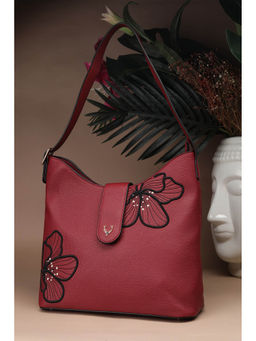 Allen Solly - Women Maroon Embroidered Casual Handbag