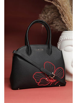 Allen Solly - Women Black Embroidered Handbag with Detachable Strap