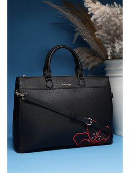 Allen Solly - Women Black Embroidered Handbag with Detachable Strap