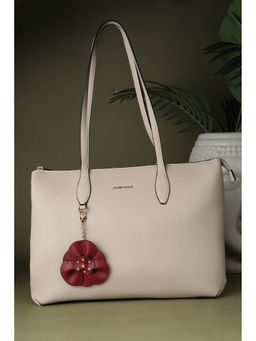 Allen Solly - Women Beige Solid Handbag with Keychain