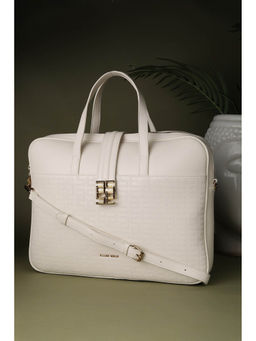 Allen Solly - Women Off White Textured Handbag with Detachable Strap
