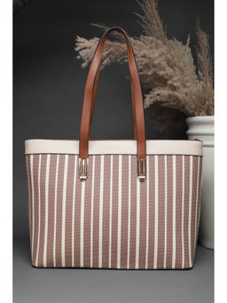 Allen Solly - Women Brown Stripes Tote Bag