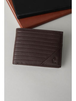 Peter England - Men Brown Textured Leather Wallet