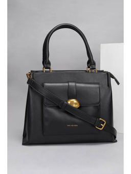 Van Heusen - Women Black Solid Handbag with Detachable Strap