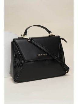 Van Heusen - Women Black Solid Handbag with Detachable Strap