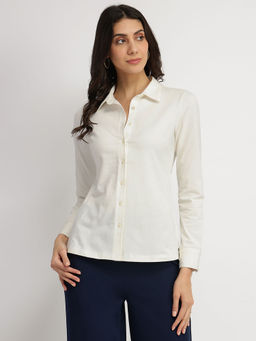 FableStreet - Cotton Knit Shirt - White