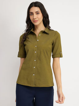 FableStreet - Cotton Knit Shirt - Olive