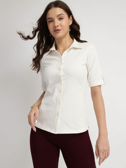 FableStreet - Cotton Knit Shirt - White