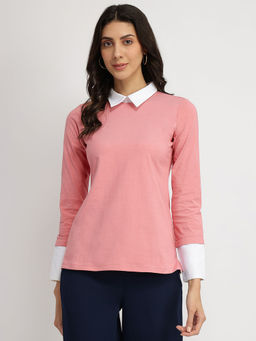 FableStreet - Cotton Collar Style Shirt - Pink