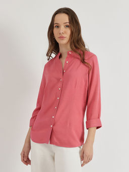 FableStreet - Mandarin Collar Shirt - Peach