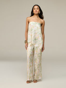 RSVP by Nykaa Fashion - Multi-Colour Satin Abstract Tube Top with Straight Pant