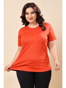 The Fit Theory - Women Rust Round Neck Half Sleeves Regular Fit T-Shirts (Pack of 2)
