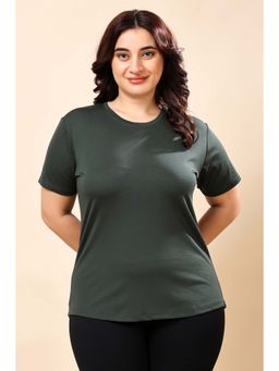 The Fit Theory - Women Green Round Neck Half Sleeves Regular Fit T-Shirts (Pack of 2)