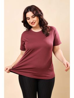 The Fit Theory - Women Maroon Round Neck Half Sleeves Regular Fit T-Shirts (Pack of 2)
