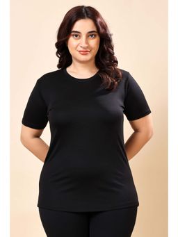 The Fit Theory - Women Black Round Neck Half Sleeves Regular Fit T-Shirts (Pack of 3)