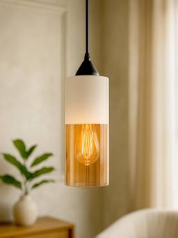 Homesake - Glass Pendant Light Black Loft Tube White