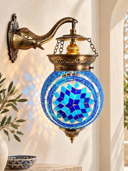 Homesake - Turkish Glass Wall Bracket Elephant Blue