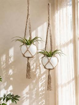 Homesake - Hanging Planter Medium Macrame Beige