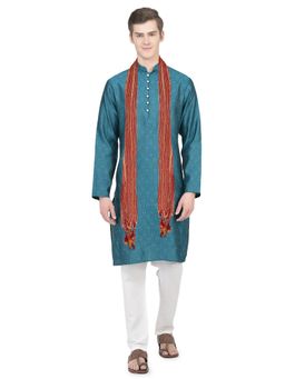 SG LEMAN - Green Kurta and Pajama with Dupatta for Men (Set of 3)