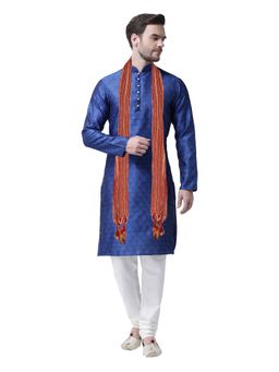 SG LEMAN - Royal Blue Kurta and Pajama with Dupatta for Men (Set of 3)