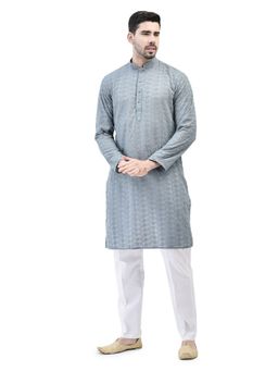 SG LEMAN - Grey Kurta and Pajama for Men (Set of 2)