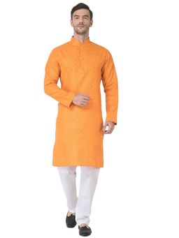 SG LEMAN - Orange Kurta and Pajama for Men (Set of 2)