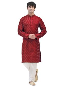 SG LEMAN - Maroon Kurta and Pajama for Men (Set of 2)