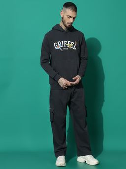 Griffel - Birds Print Regular Fit Charcoal Hoodie Tracksuit (Set of 2)