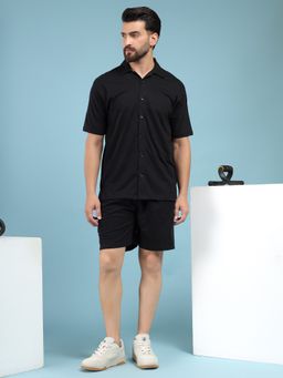 Kvetoo - Men Black Cotton Solid Co-Ord (Set of 2)