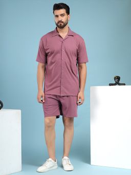 Kvetoo - Men Purple Cotton Solid Co-Ord (Set of 2)