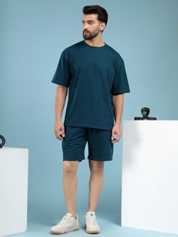 Kvetoo - Men Green Cotton Solid Co-Ord (Set of 2)