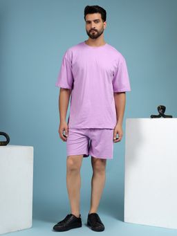 Kvetoo - Men Lavender Cotton Solid Co-Ord (Set of 2)