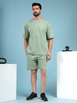 Kvetoo - Men Green Cotton Solid Co-Ord (Set of 2)