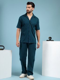 Kvetoo - Men Green Cotton Solid Co-Ord (Set of 2)