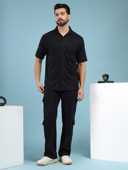 Kvetoo - Men Black Cotton Solid Co-Ord (Set of 2)